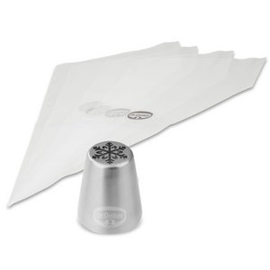 Set of 4 piping bags and stainless steel snowflake nozzle Dr.Oetker Baker Edition