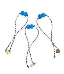 Blue beaded bracelet with round beads, made from existing necklaces from Nepal, one size fits all.