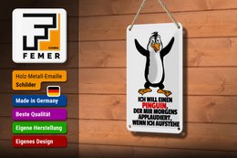 Tin sign saying 12x18cm wants penguin who applauds me decoration