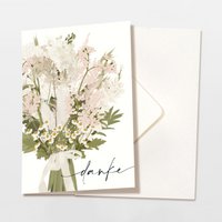 Vouwkaart bedankje roze boeket bloemen met envelop, FSC gecertificeerd