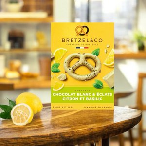 Bretzel White chocolate - Lemon shards and basil