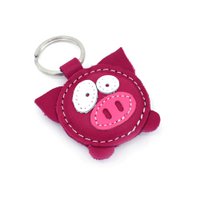 Cute Little Pig Leather Animal Keychain