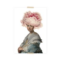 Postcard collage Museum collection - girl with rose