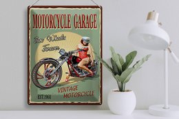 Blechschild Pinup 30x40cm Retro Motorcycle Garage
