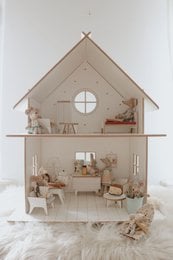 Wooden Dollhouse, modular construction, minimalist design