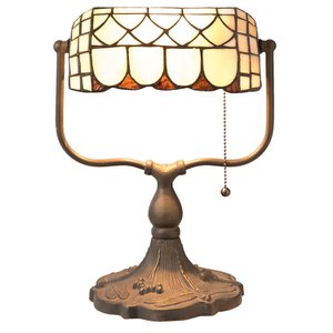 Tiffany Tafellamp 26x21x37 cm Beige Bruin Metaal Tiffany Bureaulamp