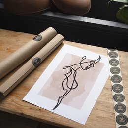 Kvinde sidestudie Line Art akvarel print