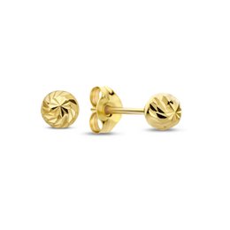  Round gold stud earrings, 14K gold, textured ball design, 4mm, elegant jewelry