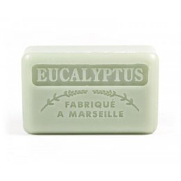  Savonnette Marseillaise Eucalyptus 125 g soap bar, made in Marseille, France. Eucalyptus scented, green-colored bar soap.