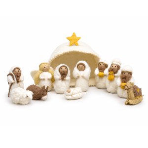 Kerststal wit/goud