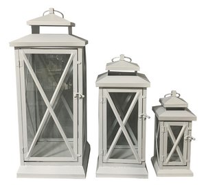 FAROLA SET 3 METALEN KRISTAL 21X21X51 BLANCO FA199905