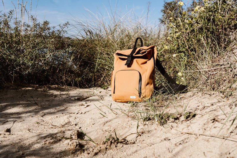 vegane Tasche | Leinwand - Sonnenuntergang Cognac