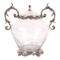 Glass Jar with Lid and Handles 31 cm - Silver