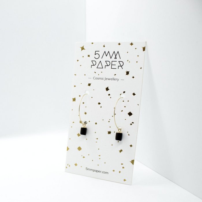 Gold Hoop Earrings - Tiny Weight Charm
