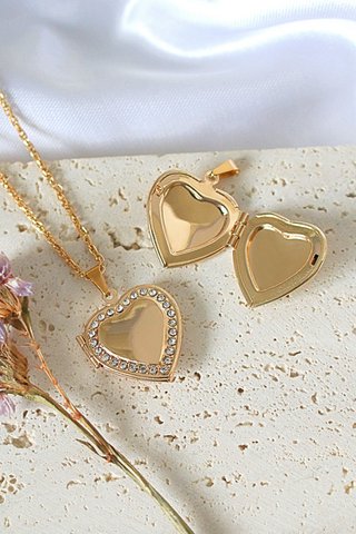 24K spiegel CZ hart medaillon HALSKETTING