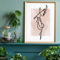 Female Side Study Line Art Watercolour Print