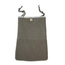 A dark gray standing storage bag made of woven material, suitable for storing items in a child's room or nursery.