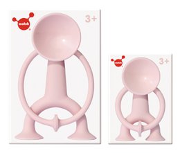 Assorted Oogi sensory toys in various shapes and colors, including pink and white figures with flexible limbs.
