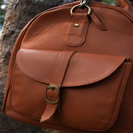 Kilim læder metallisk bronze duffeltaske