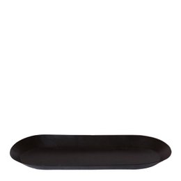 Decorative black tray with a minimalist, geometric design featuring a repeating scale pattern.