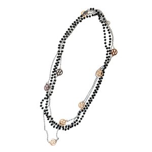 Long Double Strand Necklace with Beads and H Charms