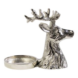 Flaschenstandard -Hirsch Silber 17x20x12 cm