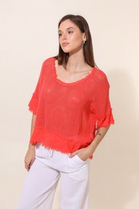 Openwork cotton blouse and linen bottom REF. 11932