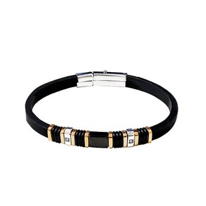 Siliconen herenarmband met stalen inzetstukken