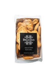  Natural cookies in a clear plastic package with a black label.