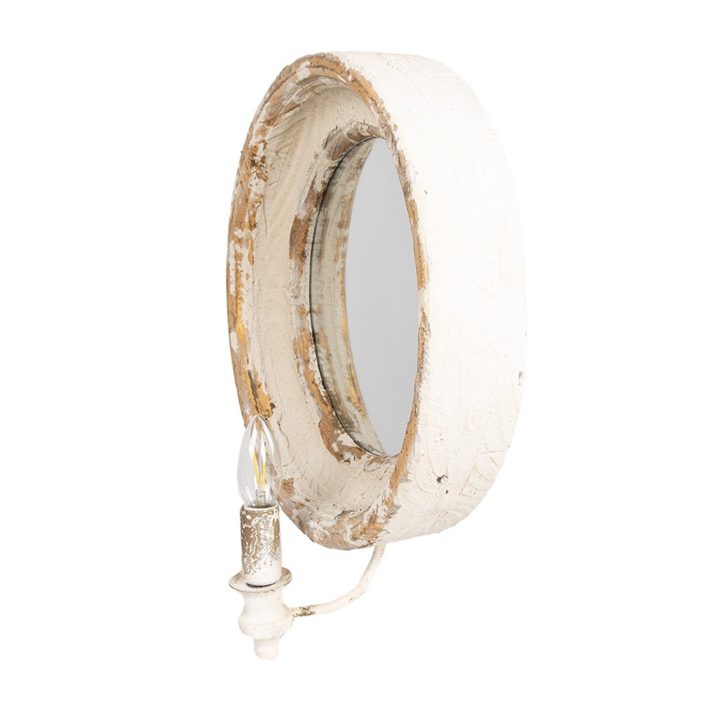 Spiegel 38x14x47 cm Beige Hout Wandspiegel