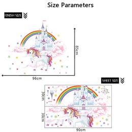 Unicorn stickers for girl's room rainbow castle