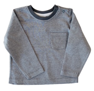 Long-sleeved shirt in grey/white stripes