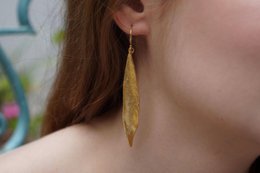 Gold Olive Leaf Earrings, 14K Gold Plated Jewelry, Dangle Earrings, Handmade Boho Jewelry Gift, Birthday Gift for Women, Nature Inspired