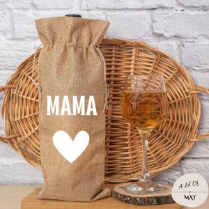 Wijntas | Cadeauverpakking | Mama | Jute