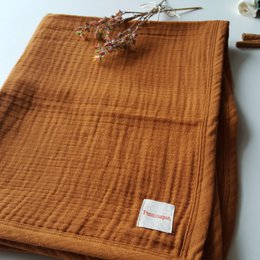 Coperta per bebè marrone / Mussola organica a 4 strati / 115 * 85 cm