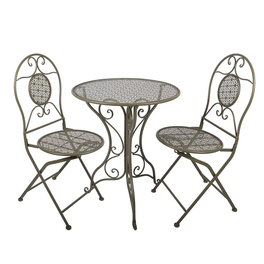 Bistroset Bistrotafel Bistrostoel 3-delig Ø 60x70 / 50x40x93 cm Groen Metaal