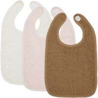 Klett-Lätzchen aus Frottee Offwhite/Soft Pink/Toffee 26x31cm - 3er-Pack
