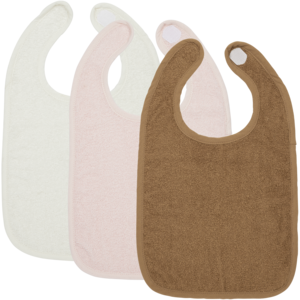 Klett-Lätzchen aus Frottee Offwhite/Soft Pink/Toffee 26x31cm - 3er-Pack