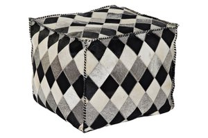 POLYESTER LEREN POEF 45X45X40 BRUIN RHOMBOS MB190044
