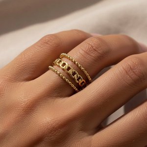 ECLIPSE - Adjustable ring in gold-plated steel - waterproof