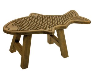 Krukje Vis hout/grijs