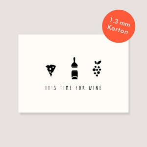 Ansichtkaart naturel karton - "Het is tijd voor wijn"