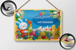 Targa in metallo Pasqua Auguri di Pasqua 18x12 cm METZINGEN decorazione regalo