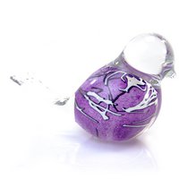 Purple Glass Bird - white striped - ø 12 cm - Handmade