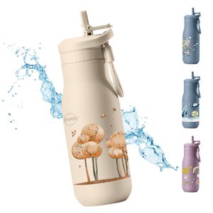 JENARD® children's drinking bottle stainless steel - leak-proof, double-walled, BPA-free, thermos bottle for school and kindergarten. Cream / Animals in the forest