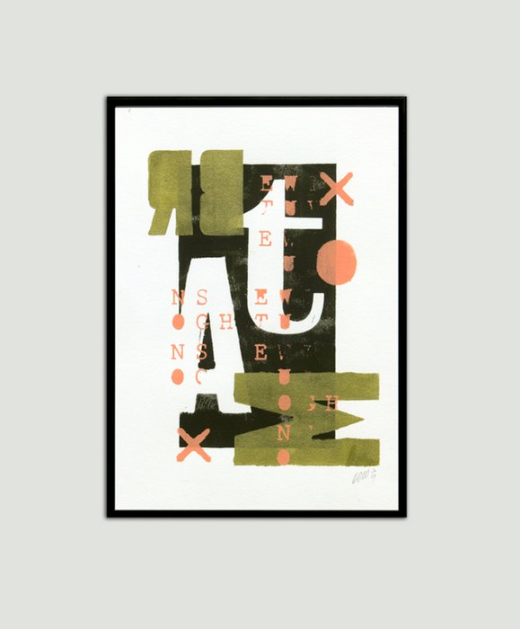 Schilderij - Gold Typography Small