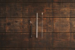 Telescopic straw made of metal, available in silver color.