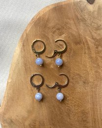 Natural Stone Earrings Stainless Steel gold/silver 'Agate'