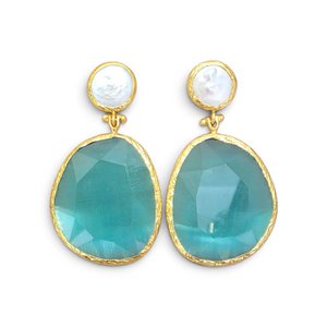 Oorbel Twin Glow- Turkoois, Parel