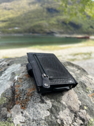 Porta carte da uomo estensibile Lundholm - con scomparto per monete, banconote - porta carte in pelle porta carte di credito estensibile da uomo